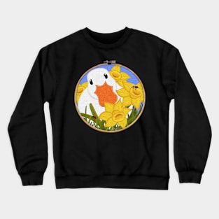 Daffodils and Duck Felt Look on Embroidery Hoop | Cherie's Art(c)2022 Crewneck Sweatshirt